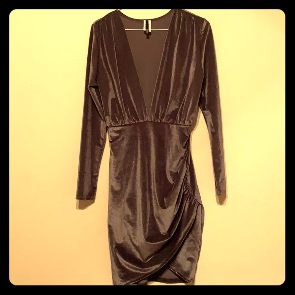 Sexy Smokey Gray velvet dress